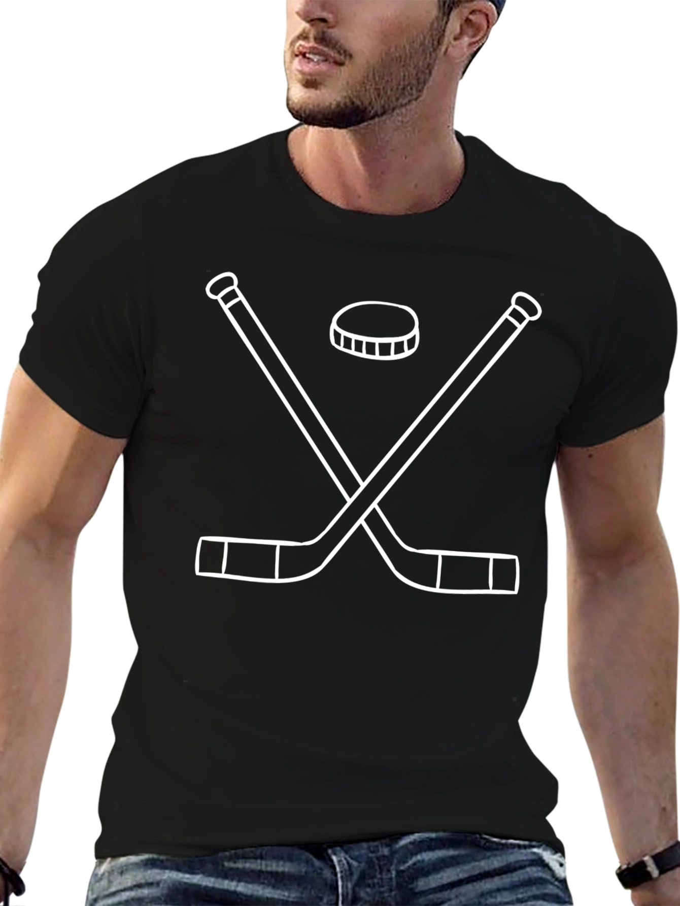 Hockey Sticks & Puck T-Shirt - Sporty Style