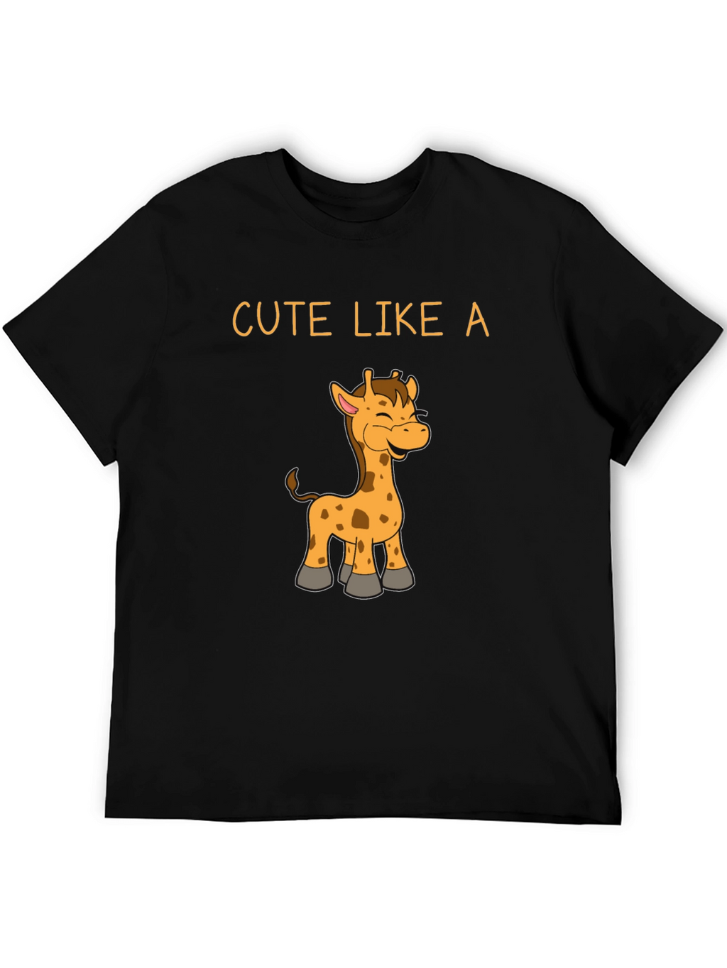 Cute Giraffe Graphic Black T-Shirt