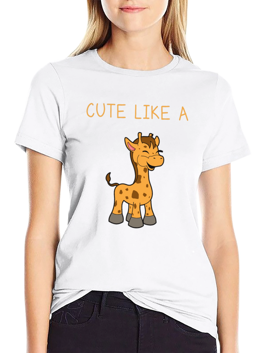 Cute Giraffe Graphic Black T-Shirt