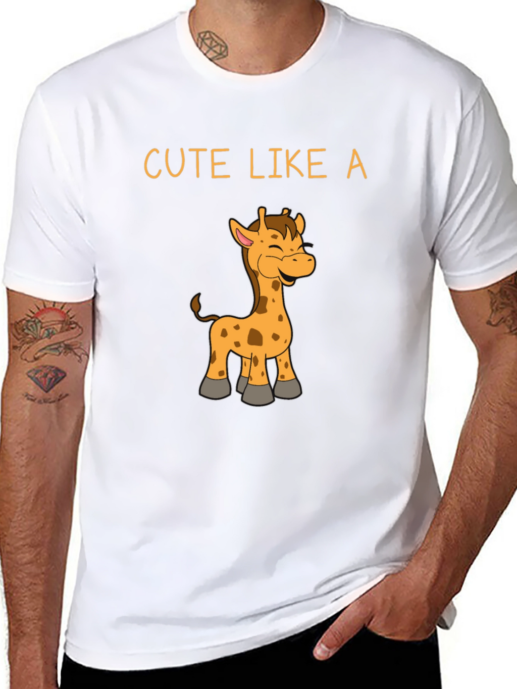 Cute Giraffe Graphic Black T-Shirt