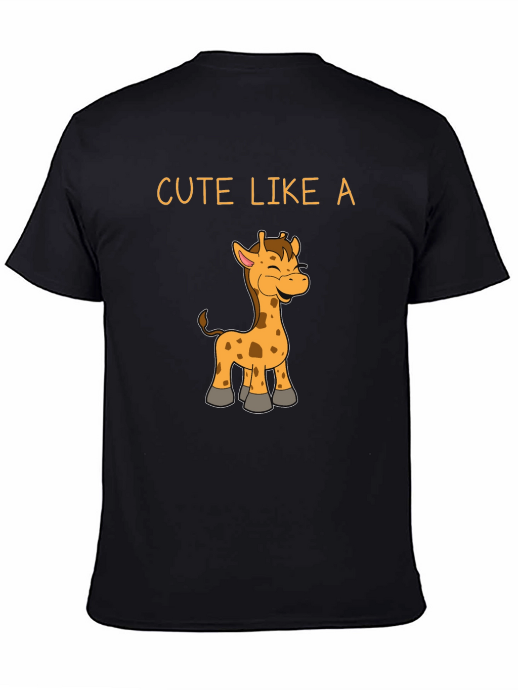 Cute Giraffe Graphic Black T-Shirt