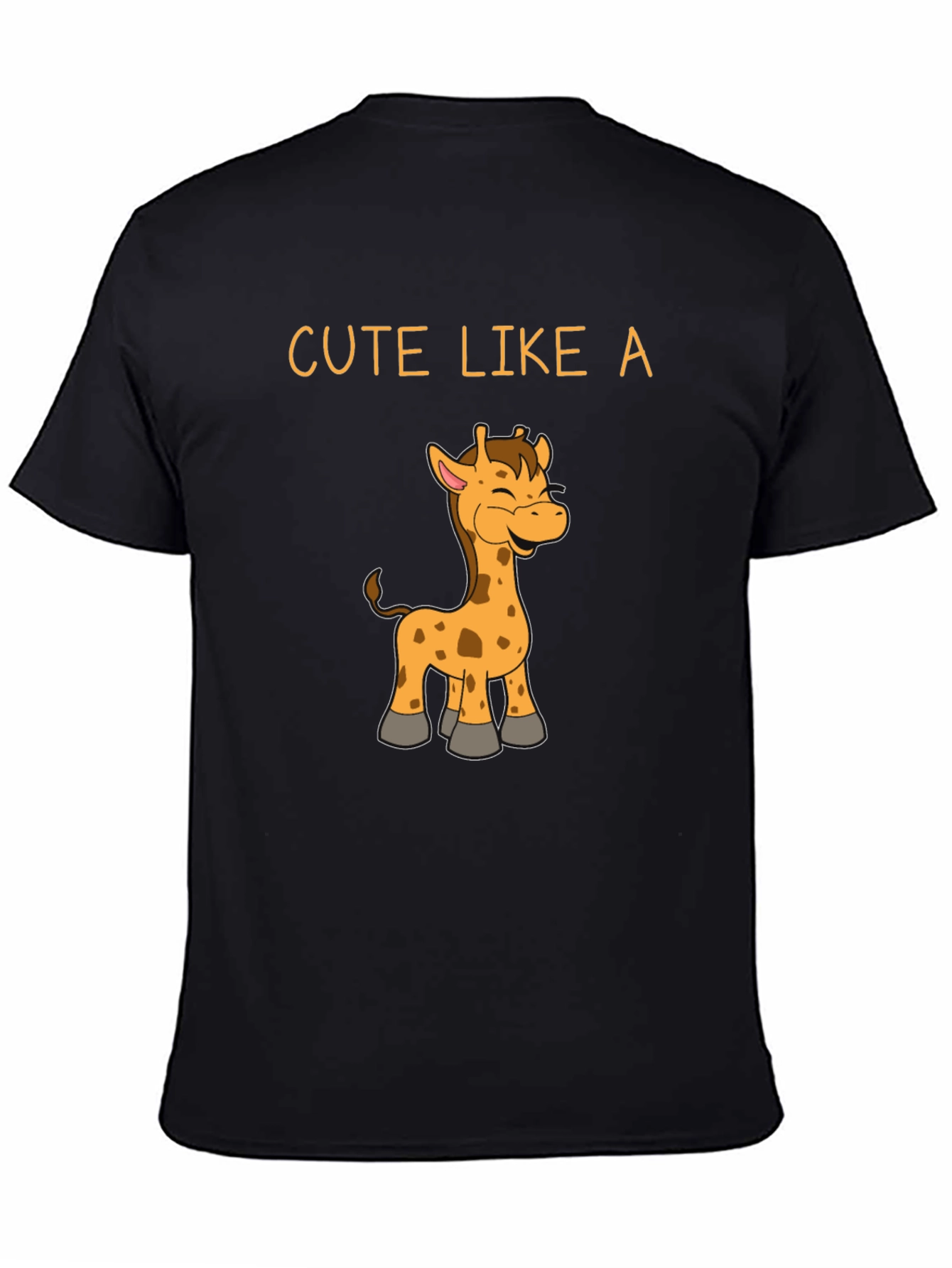 Cute Giraffe Graphic Black T-Shirt