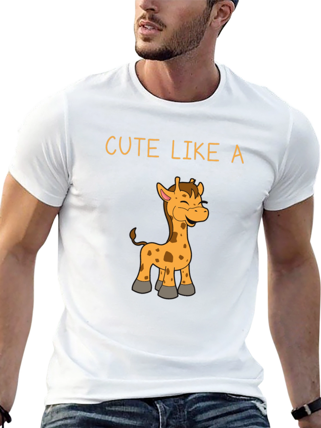 Cute Giraffe Graphic Black T-Shirt