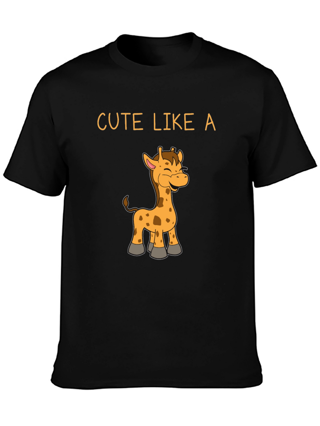 Cute Giraffe Graphic Black T-Shirt