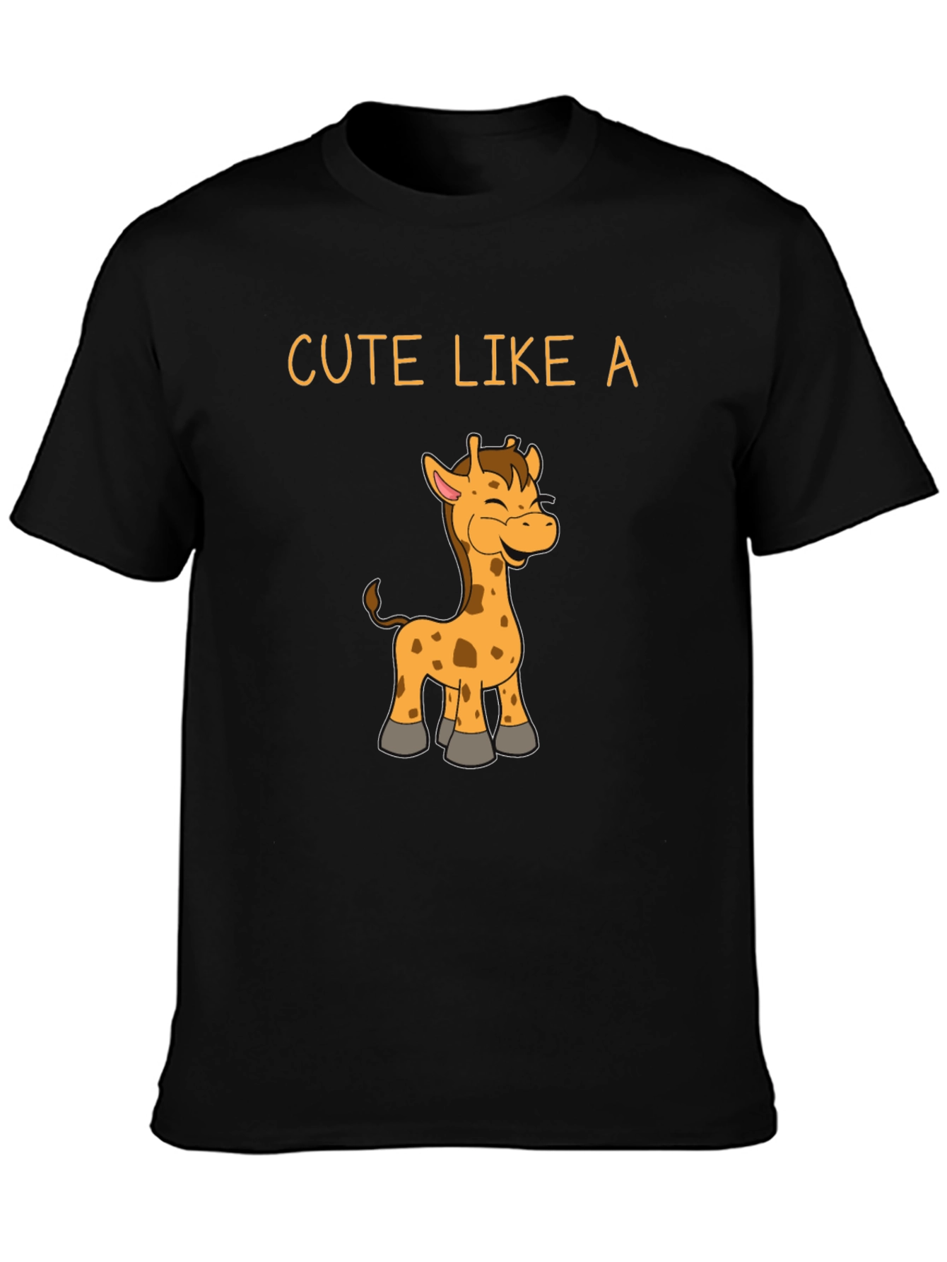 Cute Giraffe Graphic Black T-Shirt