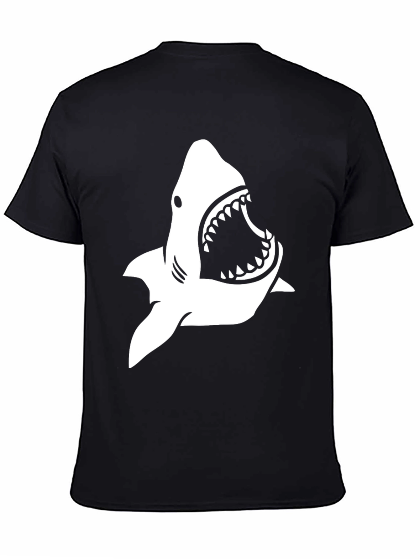 Shark Graphic Print T-Shirt - Black