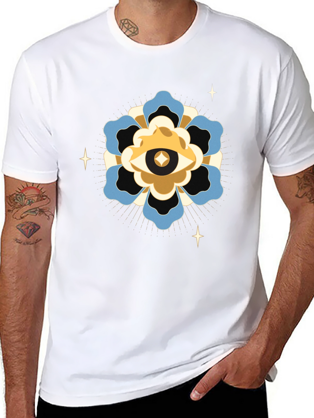 Mystic Eye Flower Graphic Tee - Black