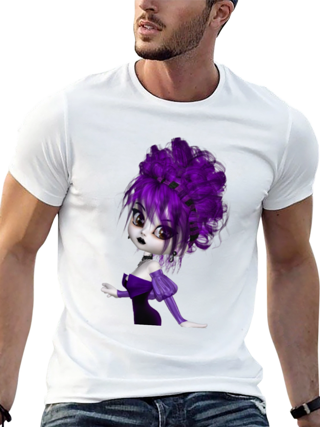 Gothic Cartoon Girl T-Shirt - Black