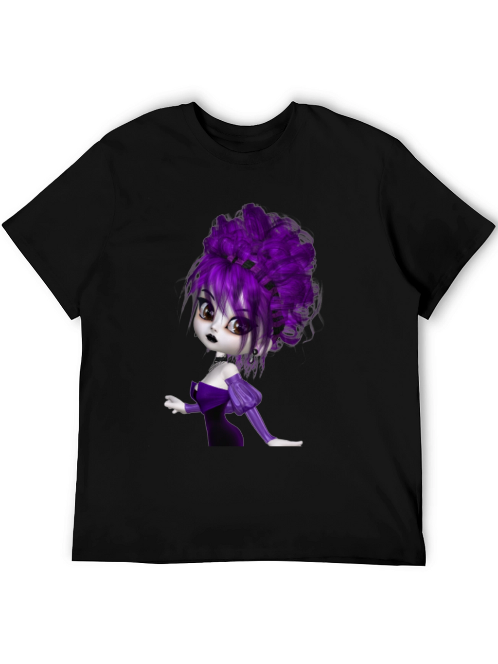 Gothic Cartoon Girl T-Shirt - Black