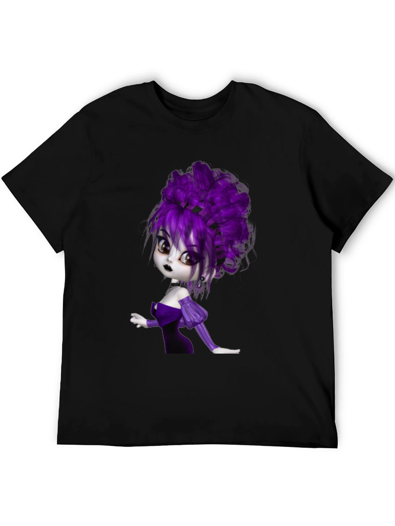 Gothic Cartoon Girl T-Shirt - Black