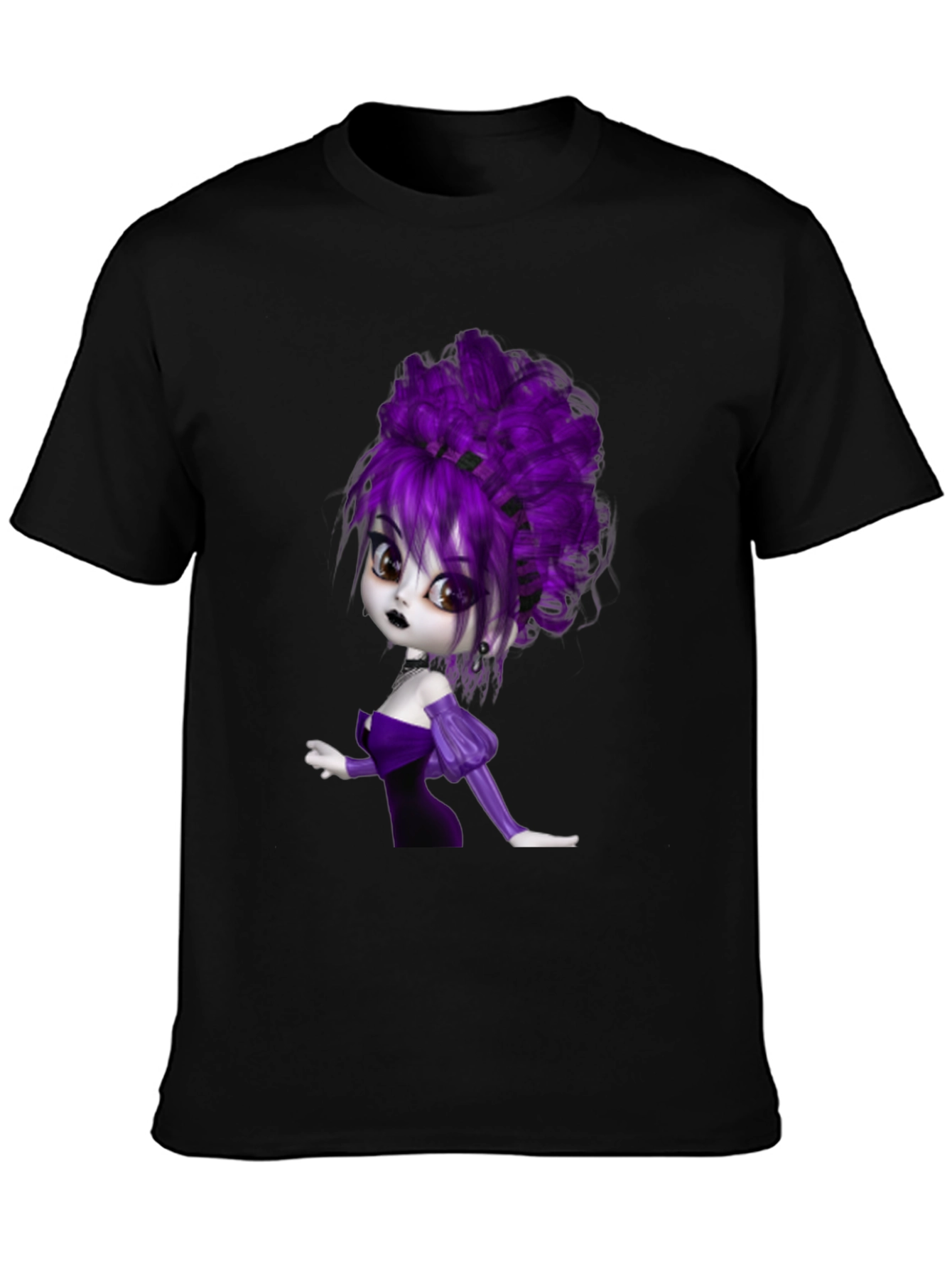 Gothic Cartoon Girl T-Shirt - Black