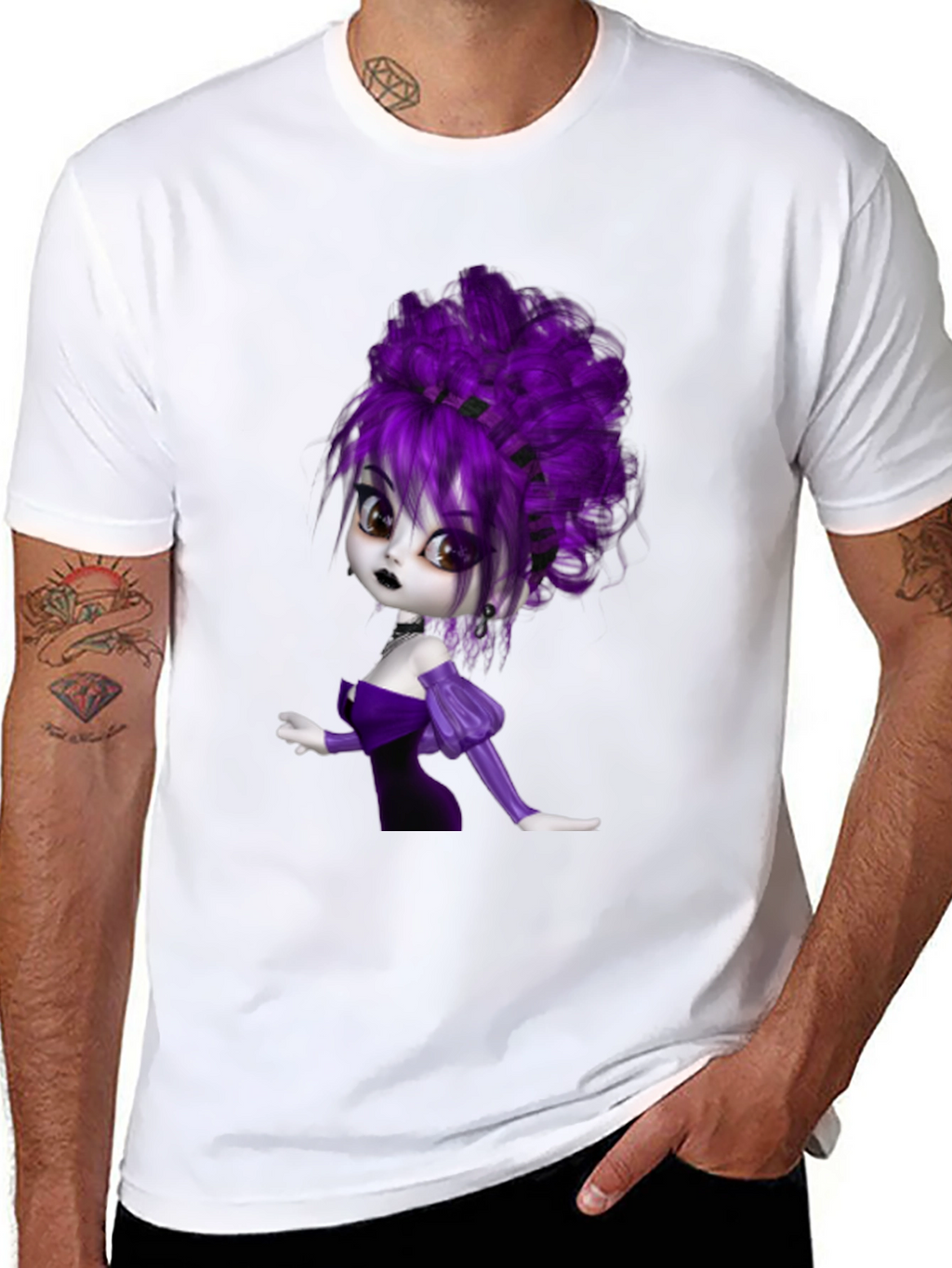 Gothic Cartoon Girl T-Shirt - Black