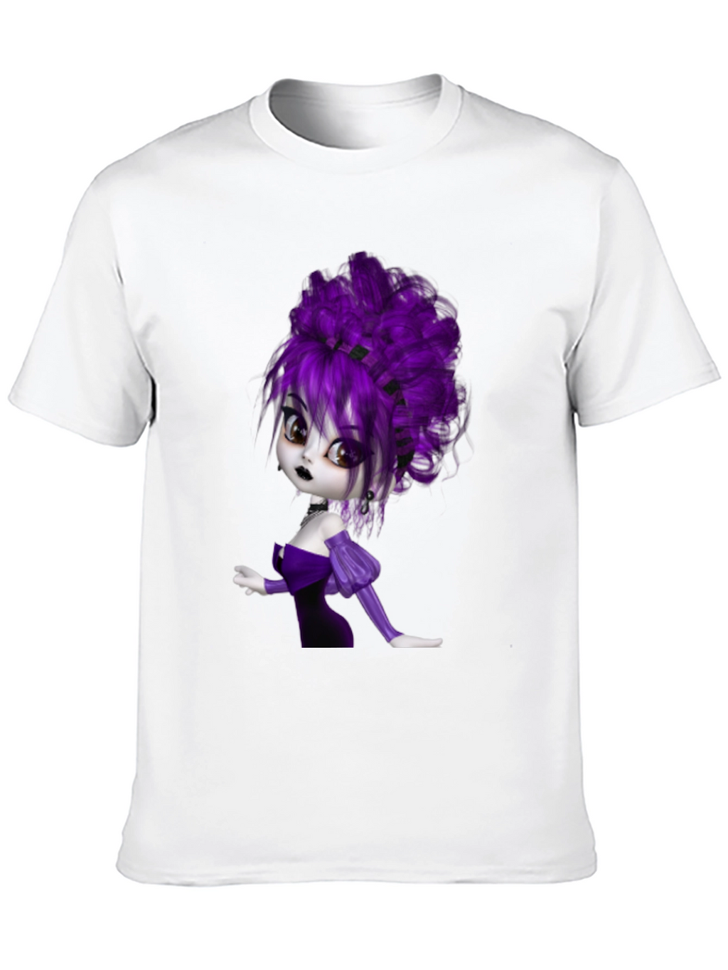 Gothic Cartoon Girl T-Shirt - Black