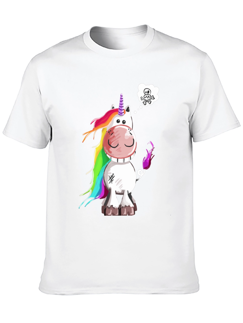Unicorn Skull Wish Mens Black T-Shirt