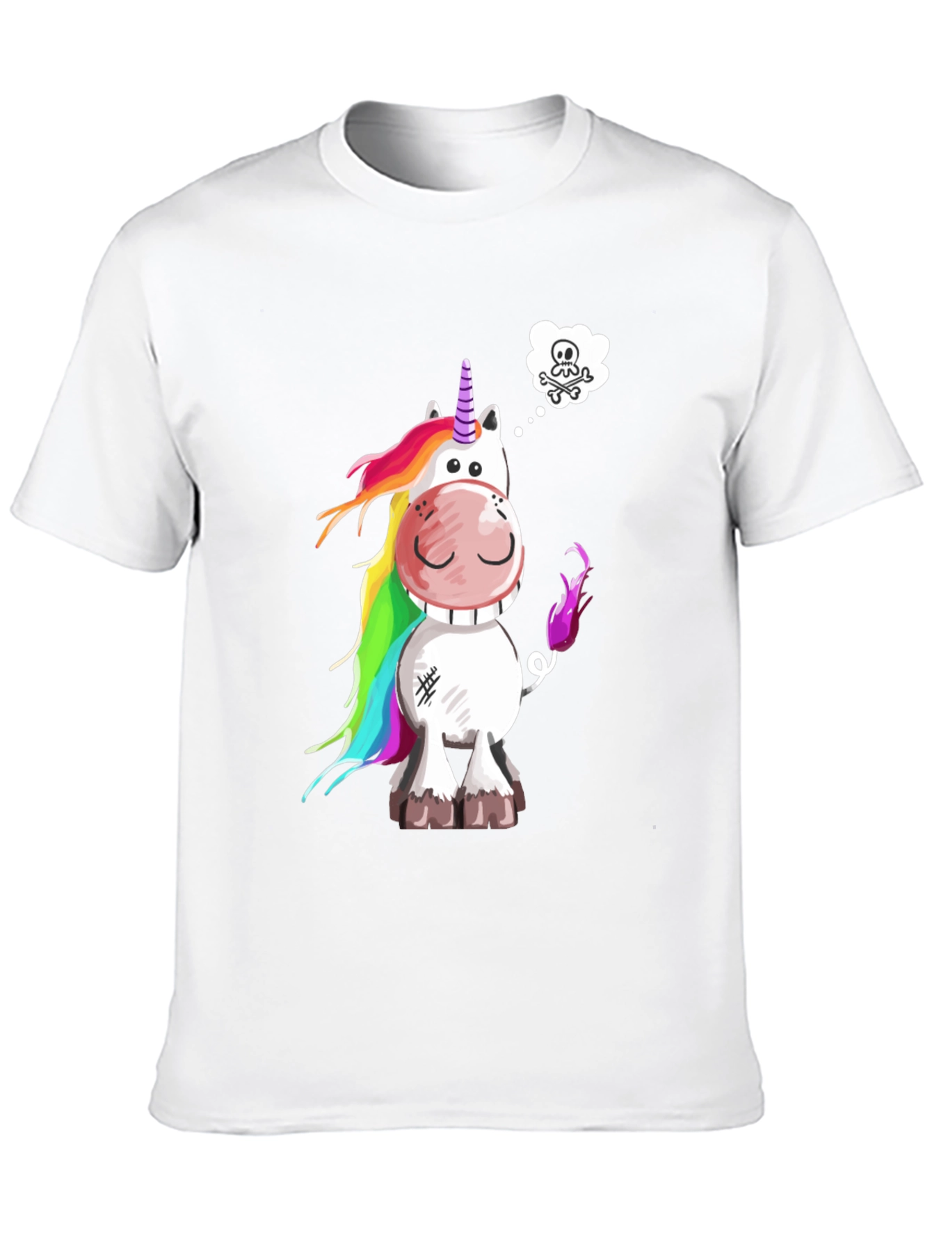 Unicorn Skull Wish Mens Black T-Shirt