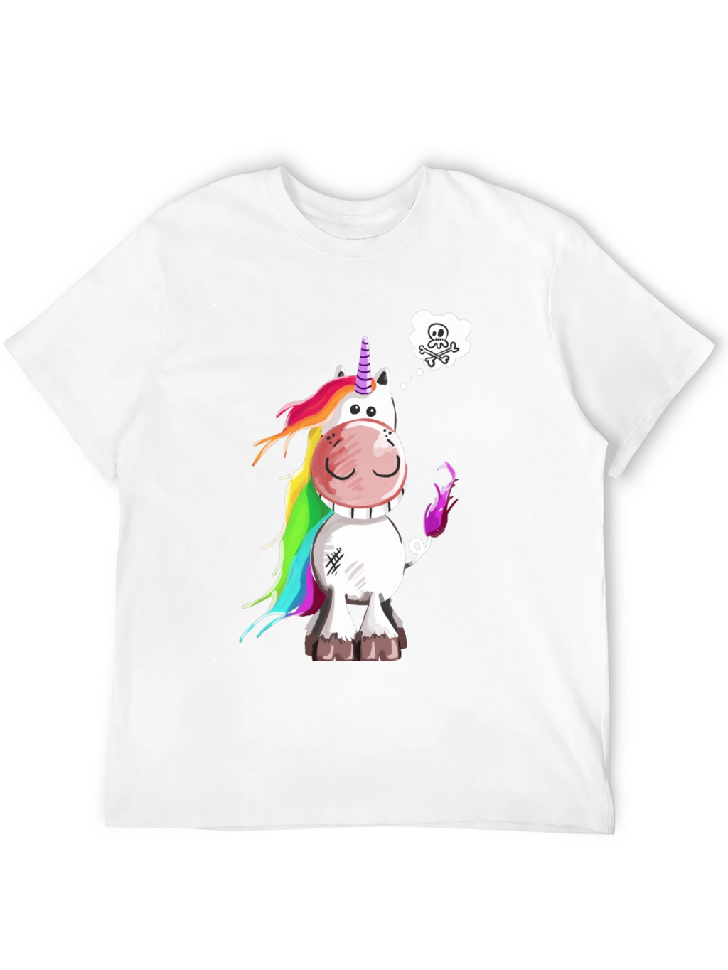 Unicorn Skull Wish Mens Black T-Shirt