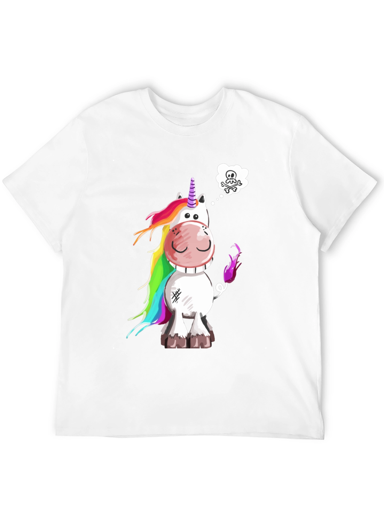 Unicorn Skull Wish Mens Black T-Shirt