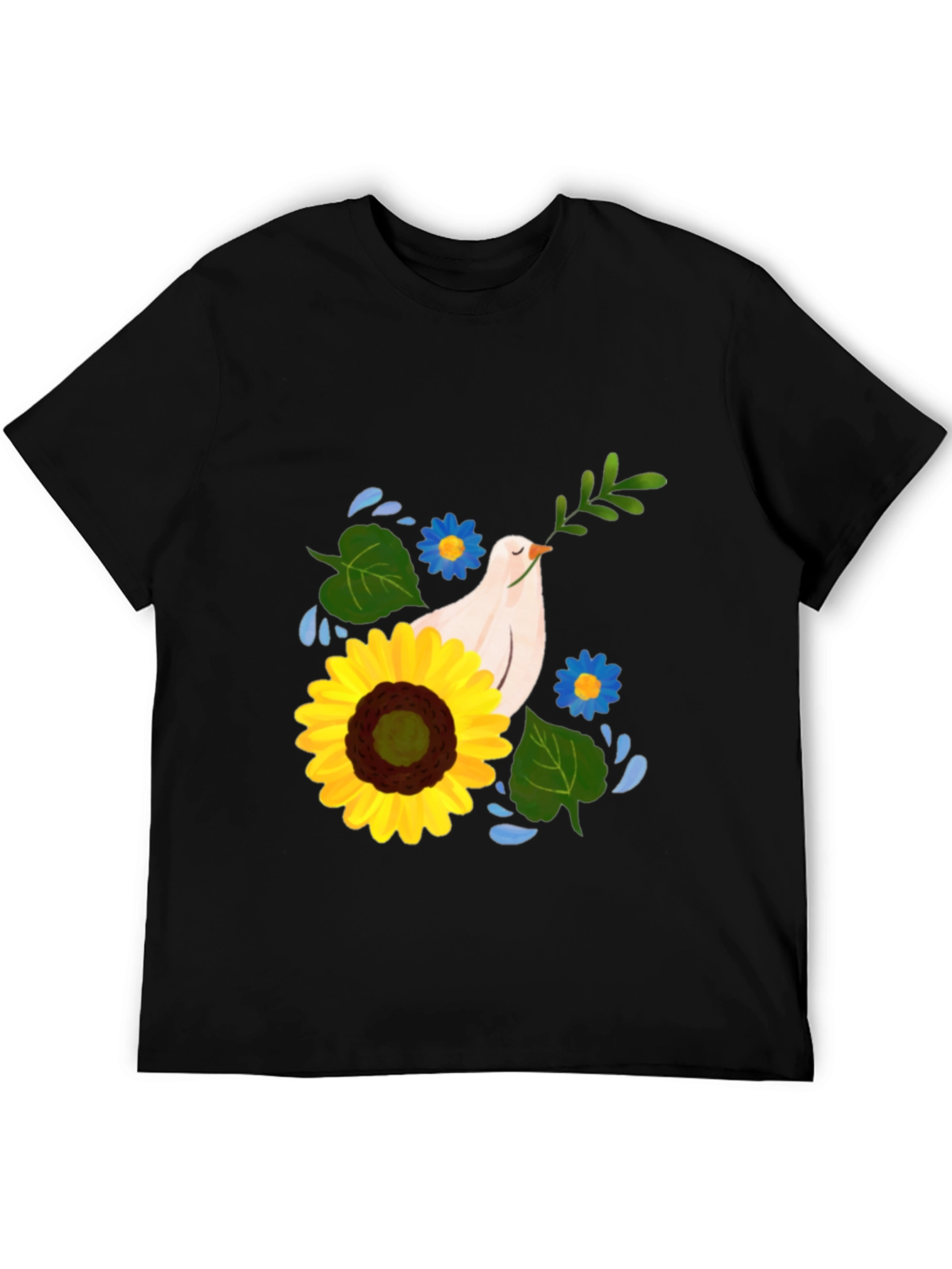 Peace Dove & Sunflower Black Graphic Tee