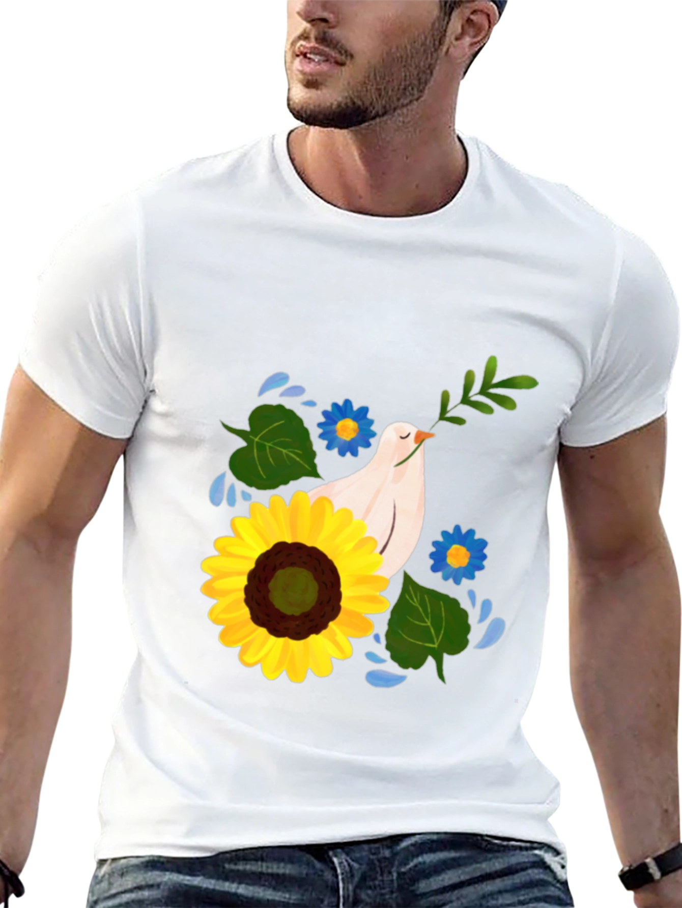 Peace Dove & Sunflower Black Graphic Tee