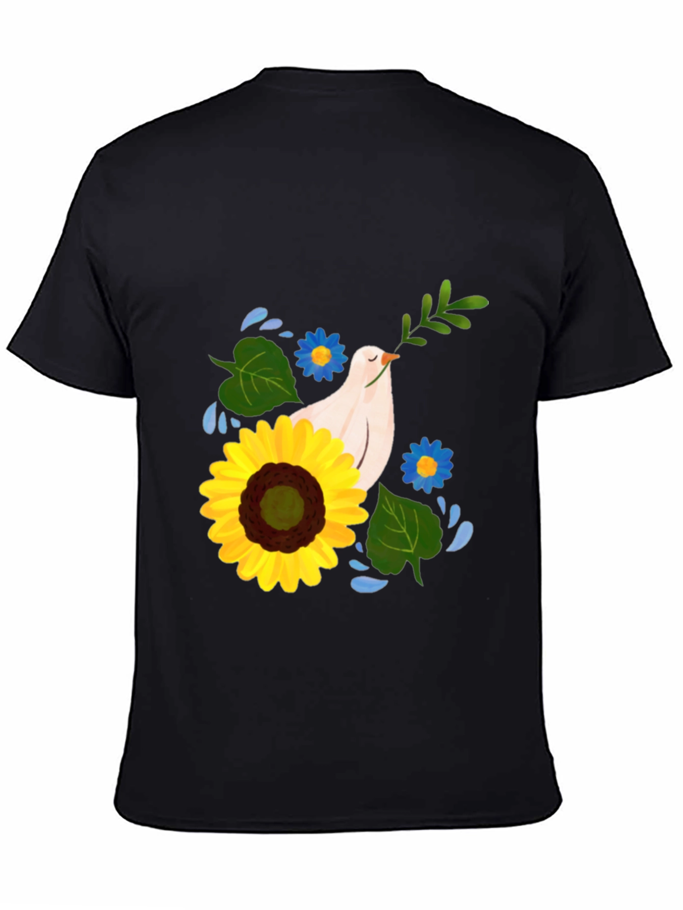Peace Dove & Sunflower Black Graphic Tee