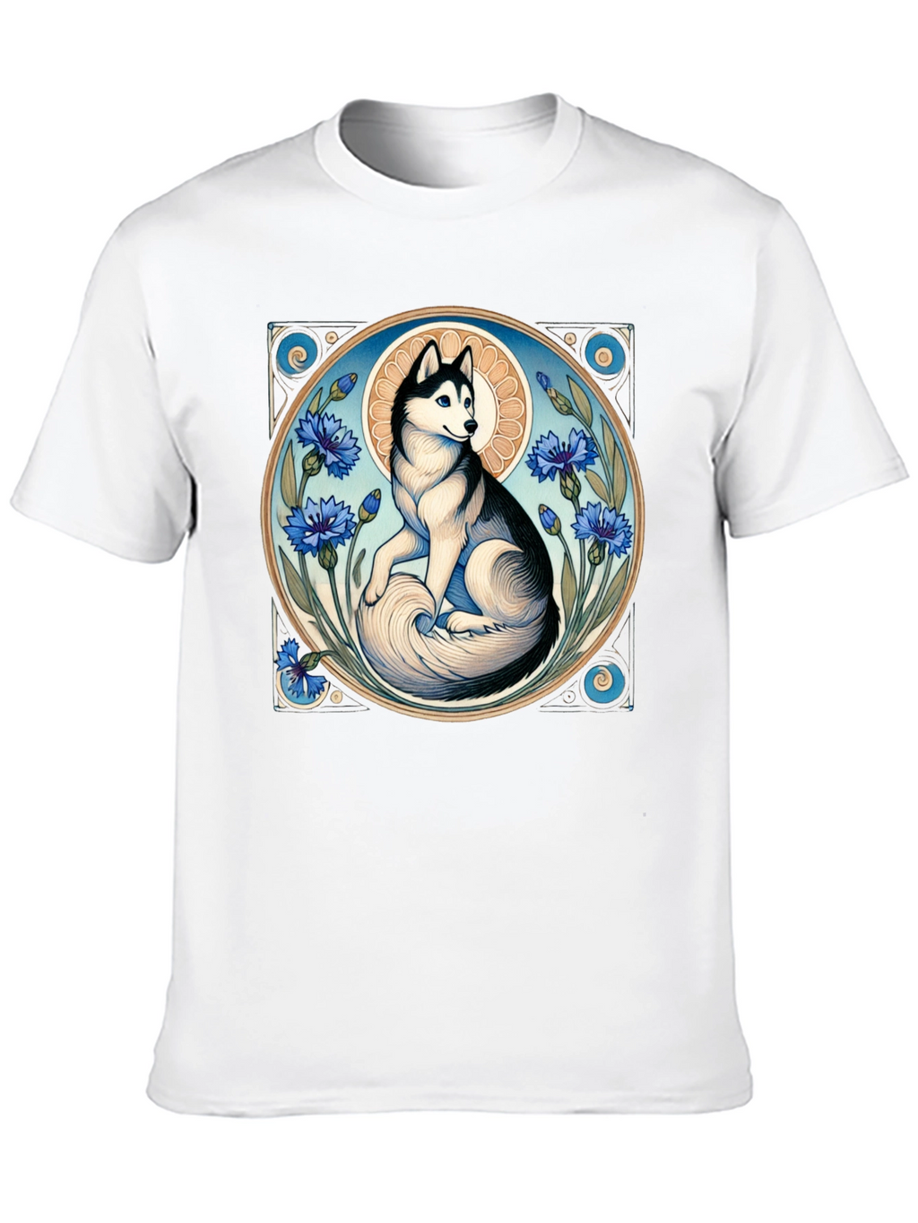 Husky Art Nouveau Black T-Shirt