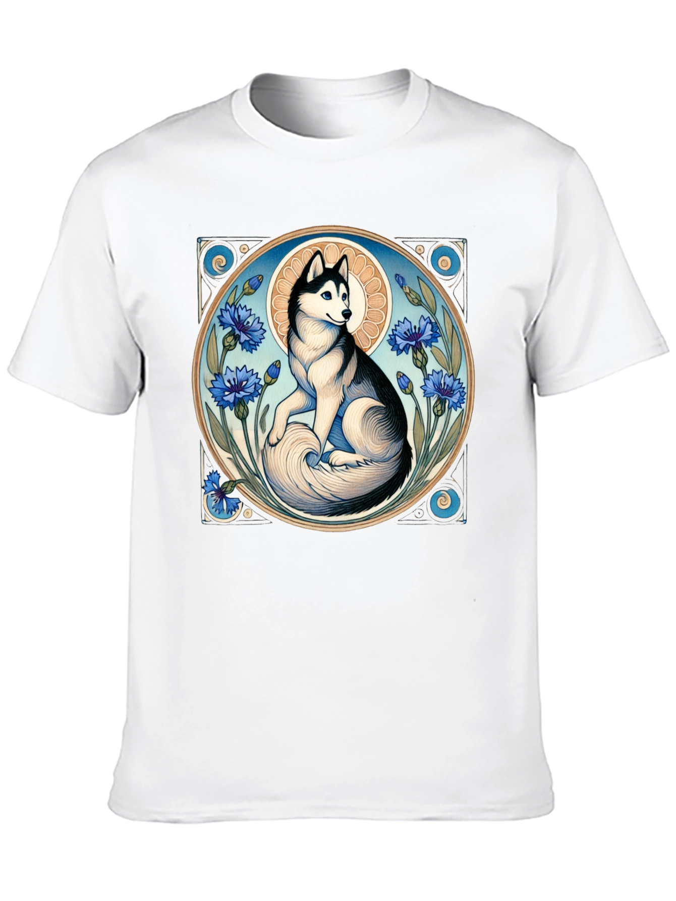 Husky Art Nouveau Black T-Shirt