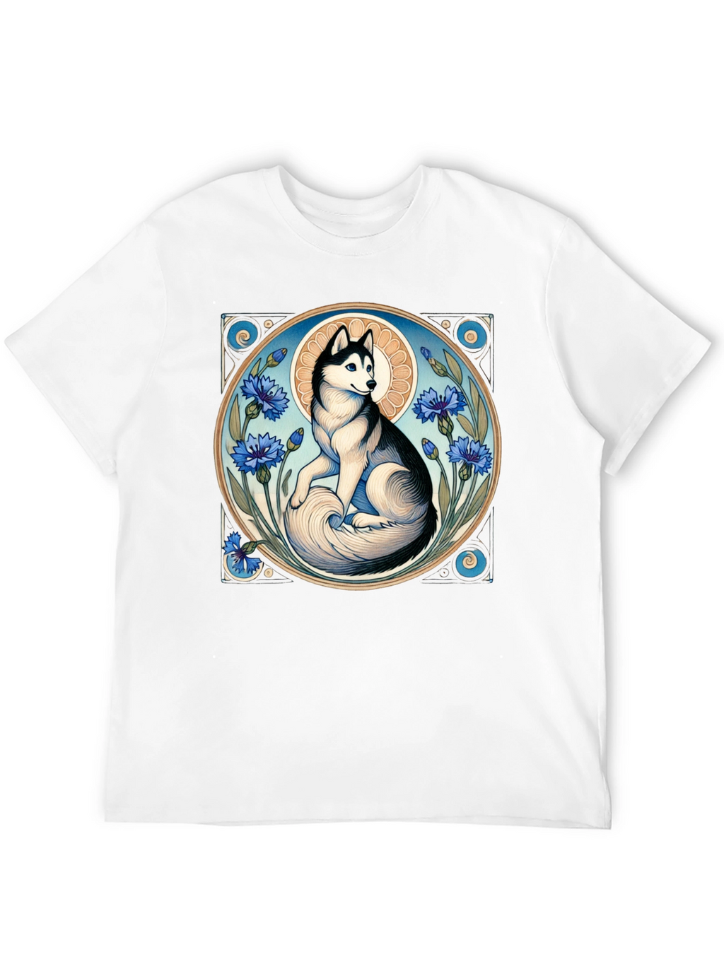 Husky Art Nouveau Black T-Shirt