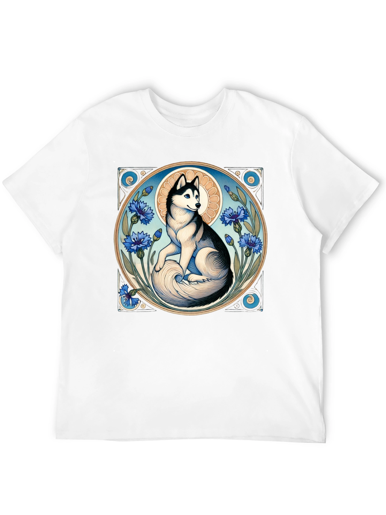 Husky Art Nouveau Black T-Shirt