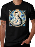 Husky Art Nouveau Black T-Shirt
