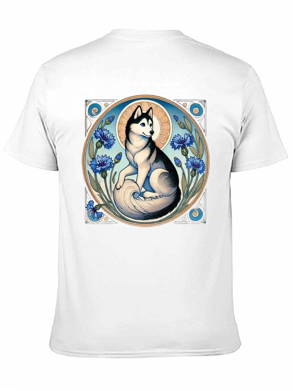 Husky Art Nouveau Black T-Shirt