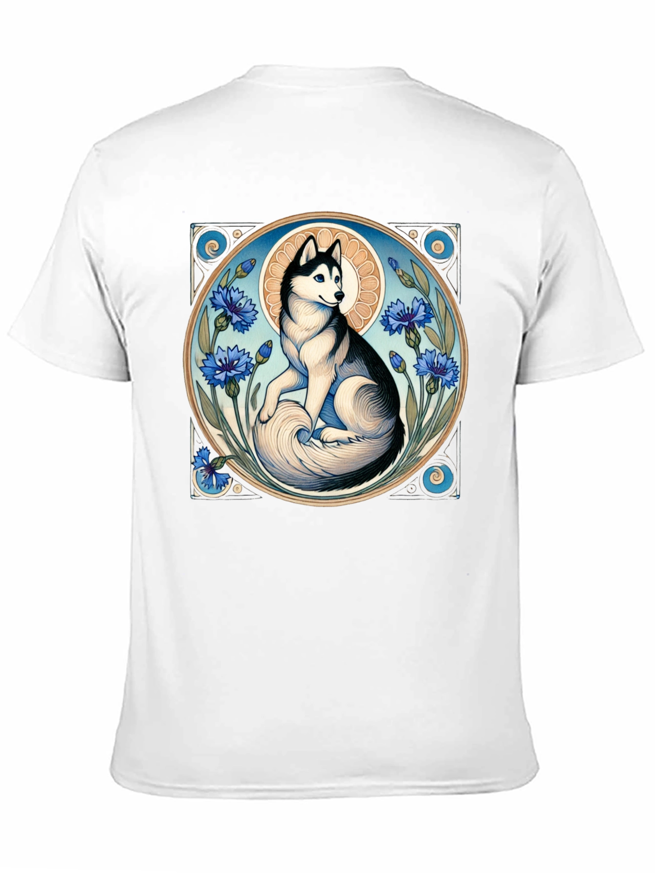 Husky Art Nouveau Black T-Shirt