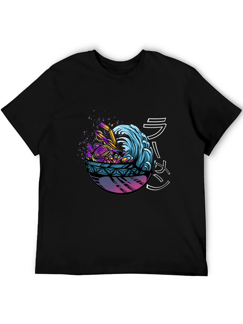 Ramen Wave Graphic Tee - Black Short Sleeve