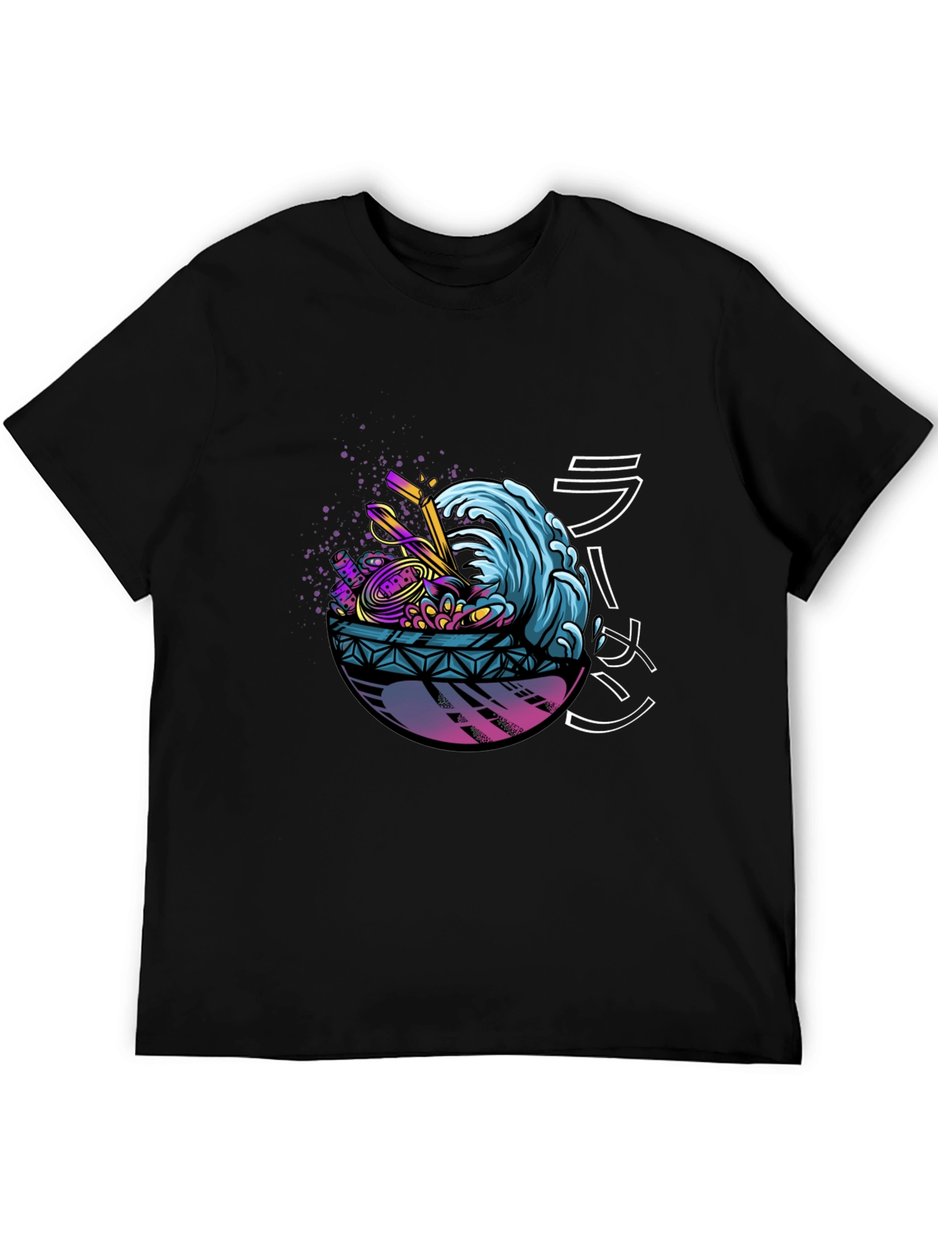 Ramen Wave Graphic Tee - Black Short Sleeve