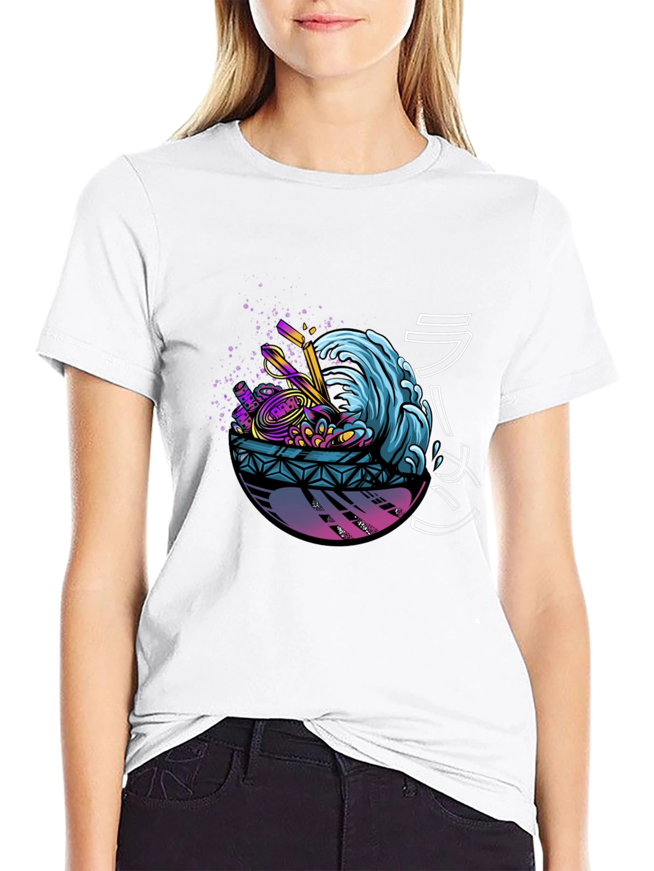 Ramen Wave Graphic Tee - Black Short Sleeve