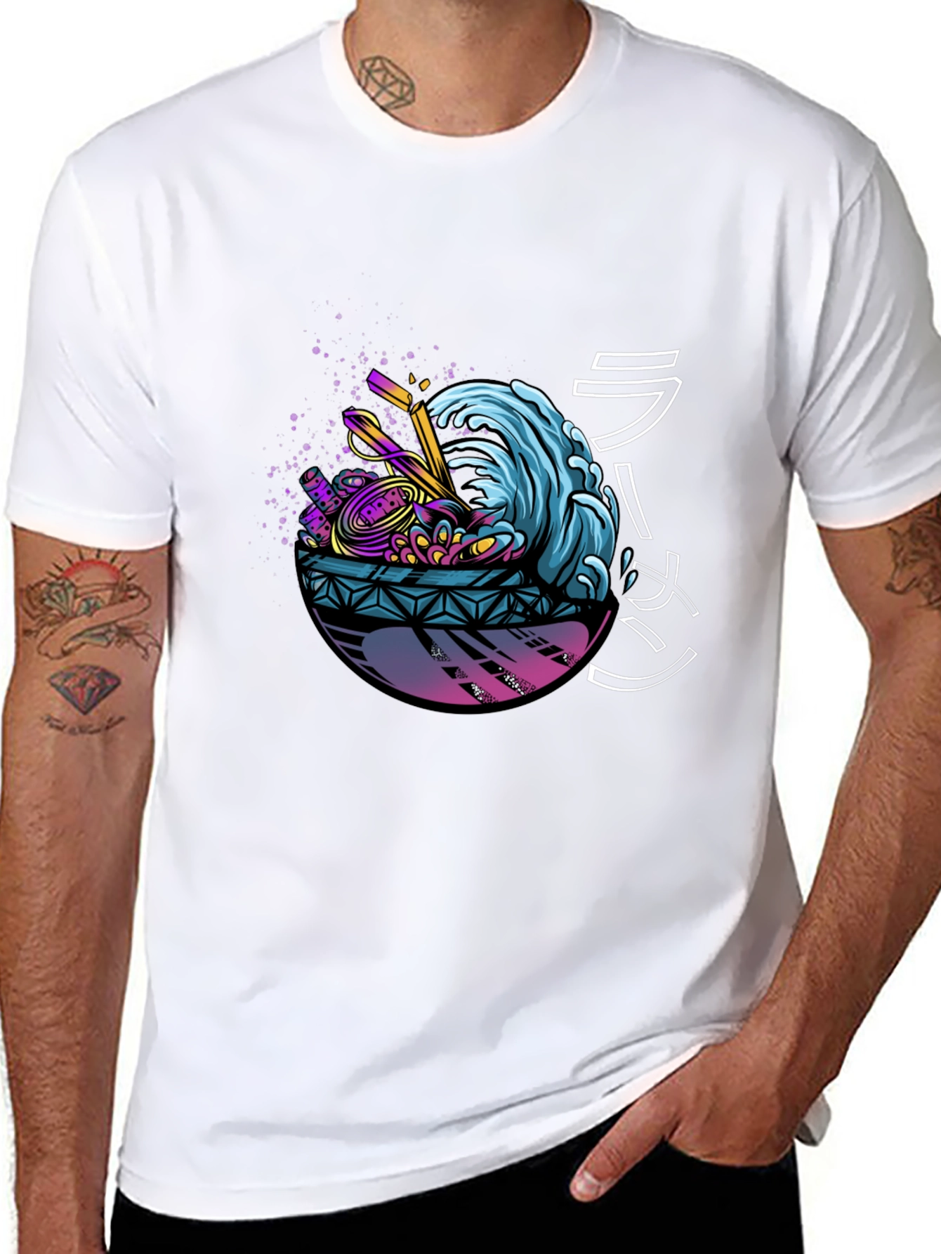 Ramen Wave Graphic Tee - Black Short Sleeve