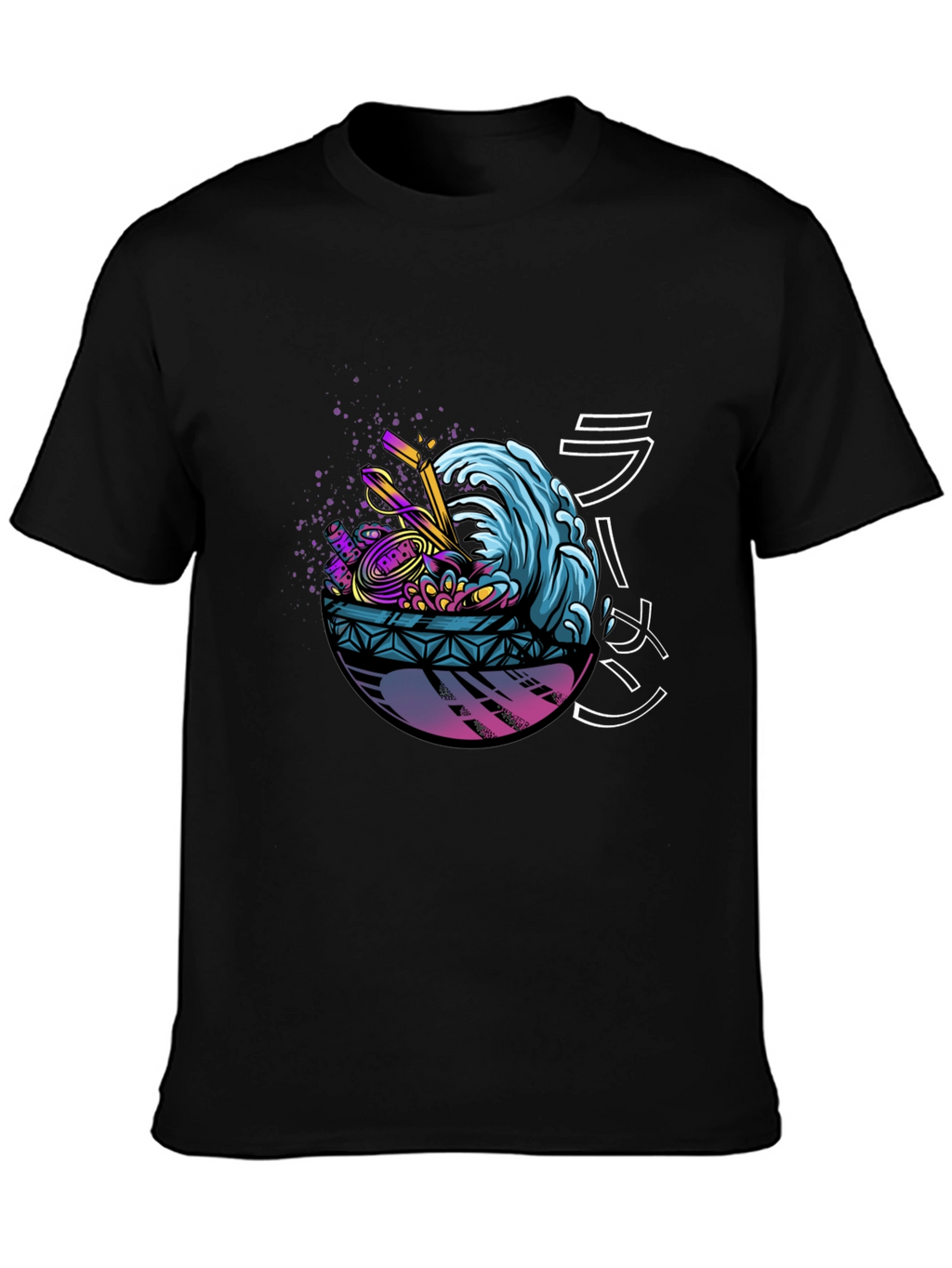 Ramen Wave Graphic Tee - Black Short Sleeve