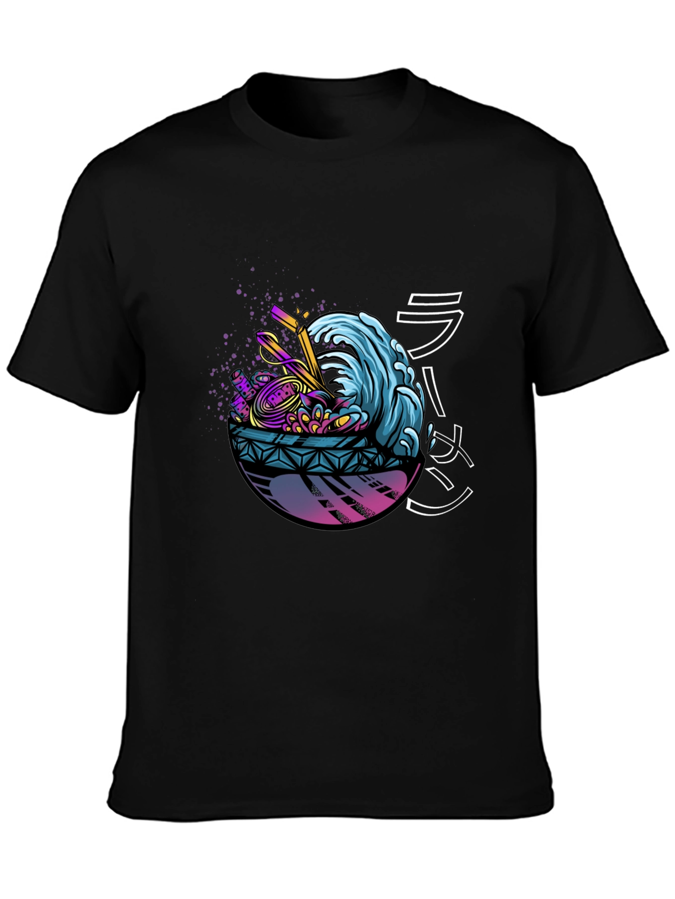 Ramen Wave Graphic Tee - Black Short Sleeve