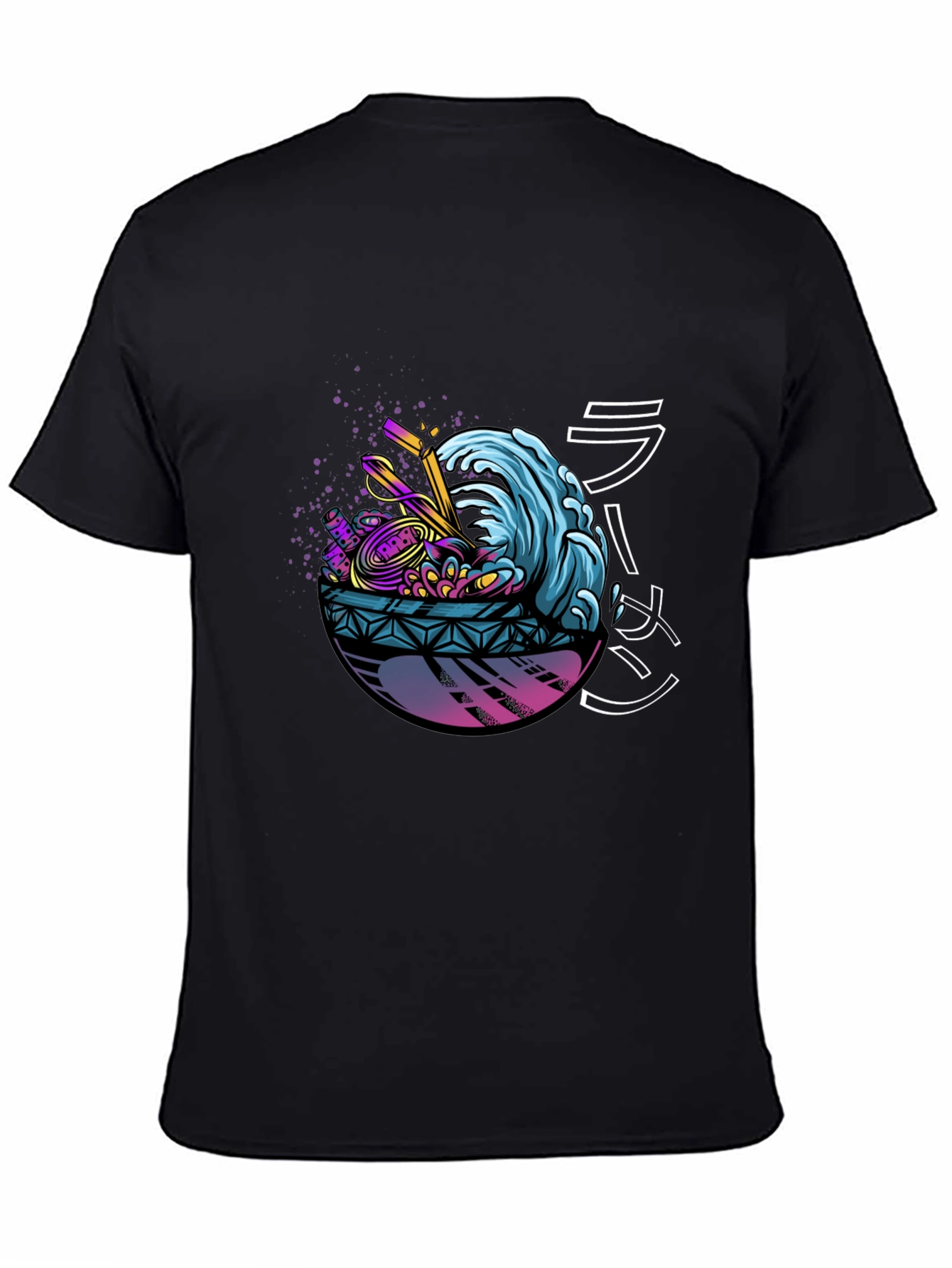 Ramen Wave Graphic Tee - Black Short Sleeve