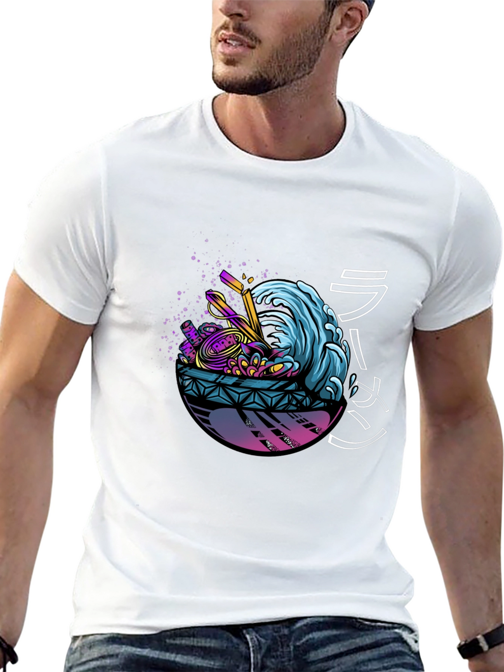 Ramen Wave Graphic Tee - Black Short Sleeve
