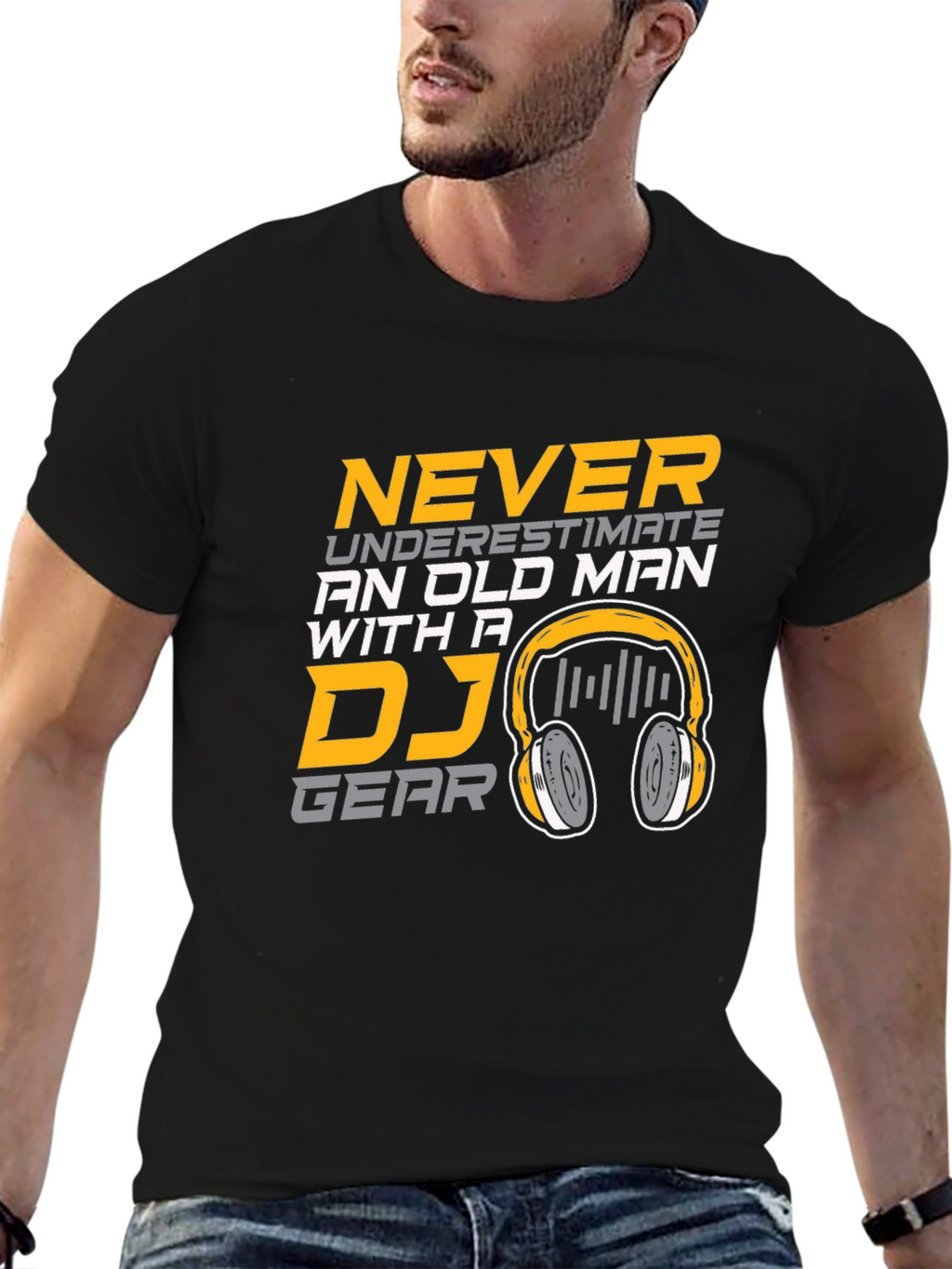DJ Gear Old Man Black Cotton T-Shirt
