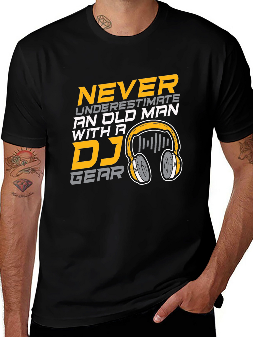 DJ Gear Old Man Black Cotton T-Shirt