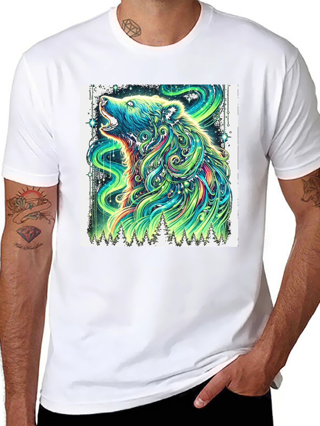 Aurora Bear Graphic Tee - Mens Black T-Shirt