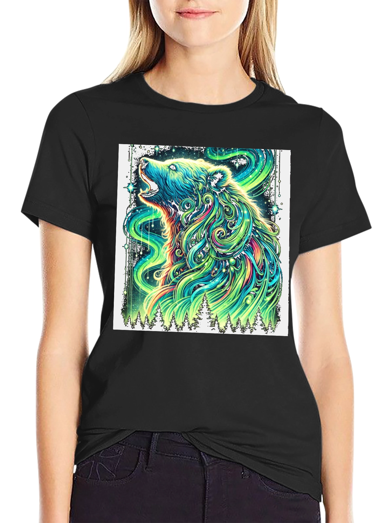 Aurora Bear Graphic Tee - Mens Black T-Shirt