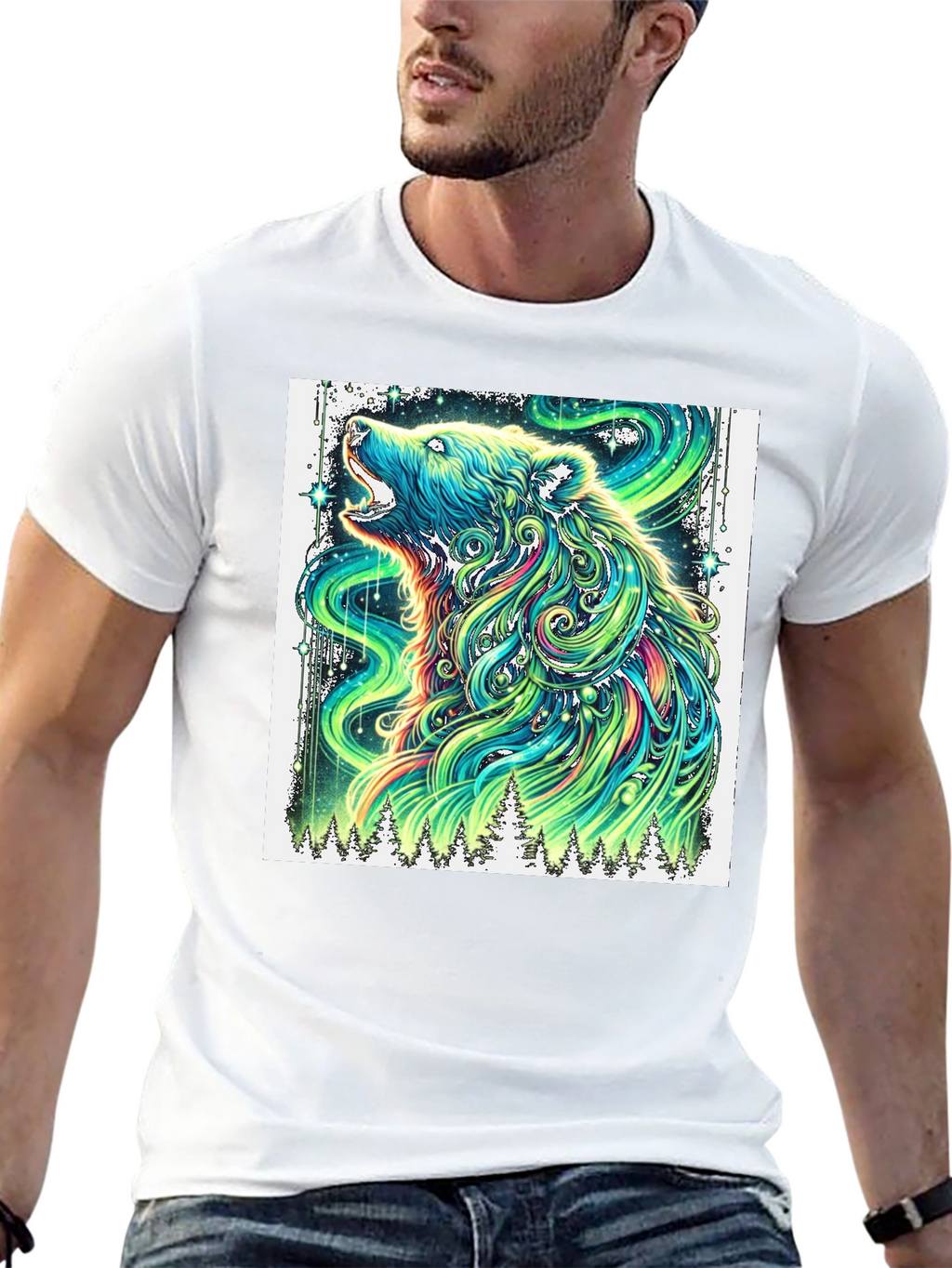 Aurora Bear Graphic Tee - Mens Black T-Shirt