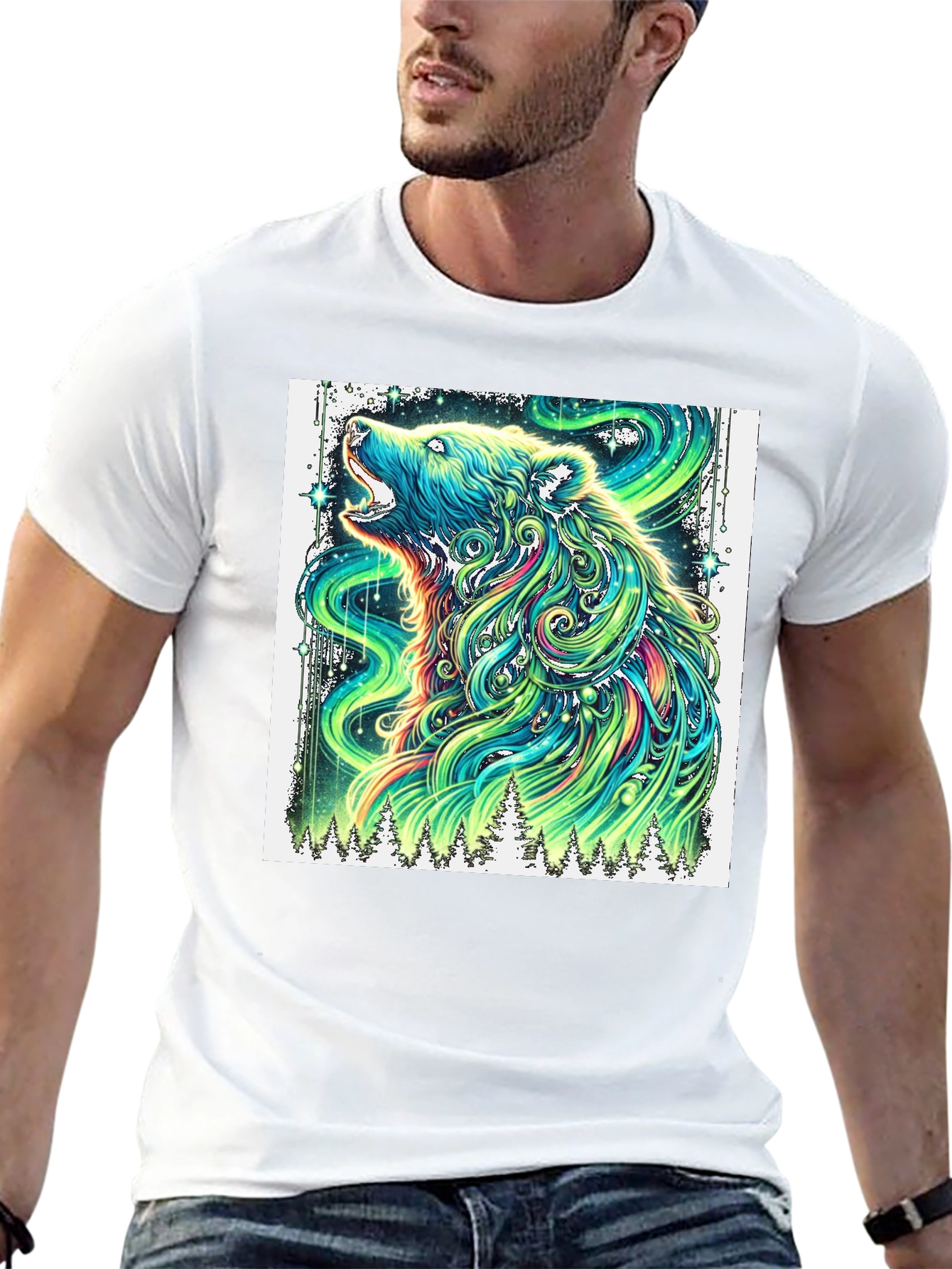 Aurora Bear Graphic Tee - Mens Black T-Shirt