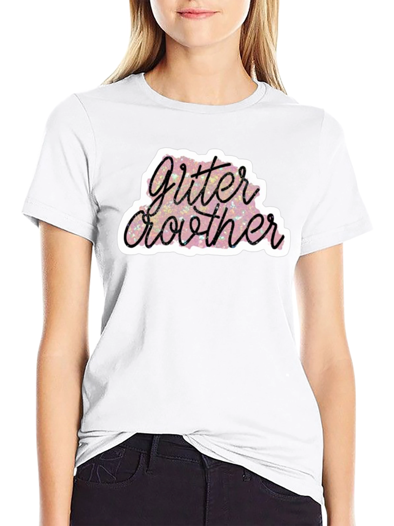 Glitter Brother Black T-Shirt - Sparkly Fun Design