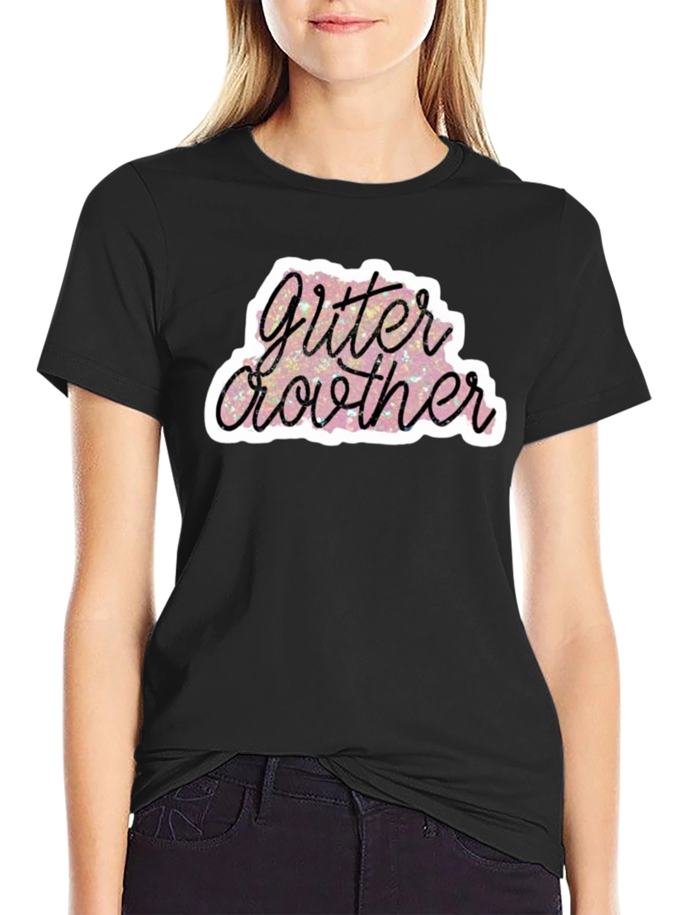 Glitter Brother Black T-Shirt - Sparkly Fun Design
