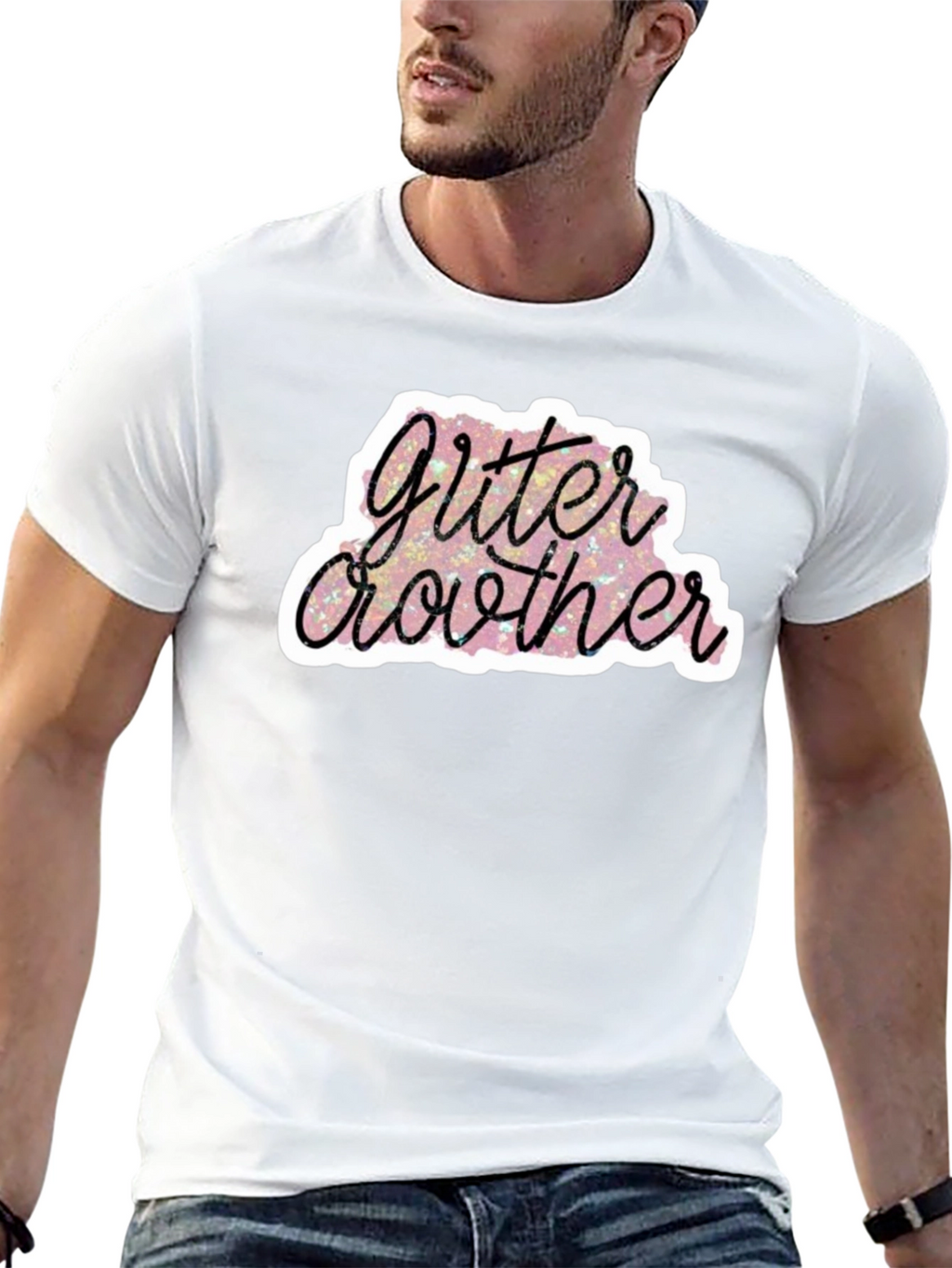 Glitter Brother Black T-Shirt - Sparkly Fun Design