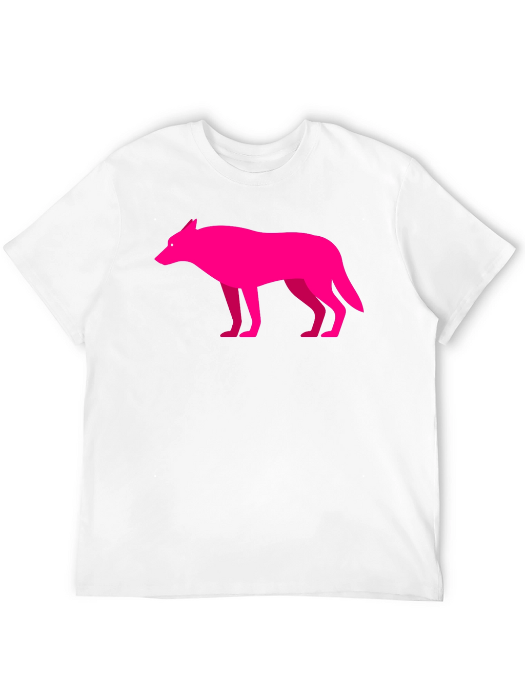 Modern Graphic Pink Wolf on Black T-Shirt