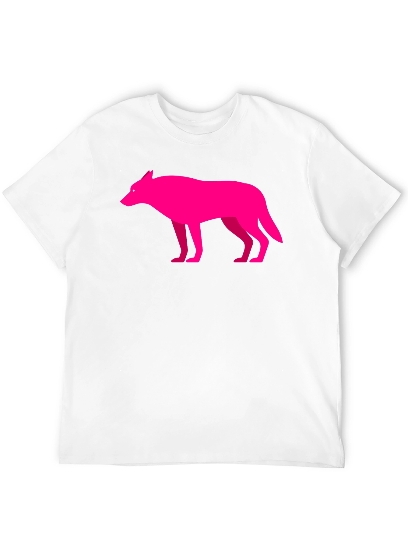 Modern Graphic Pink Wolf on Black T-Shirt